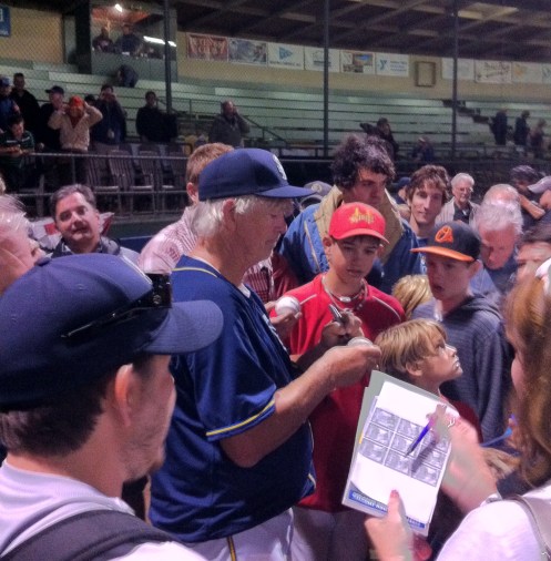 Bill Lee signs autographs after Pacifics debut