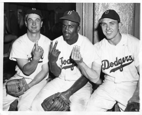 Gene Hermanski, Jackie Robinson and Gil Hodges
